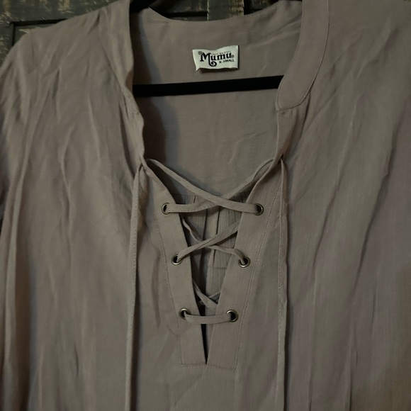 Show Me Your Mumu Thatcher Tie Top Tunic Brown Lace-Up Boho Hippie X-Small - Picture 3 of 5